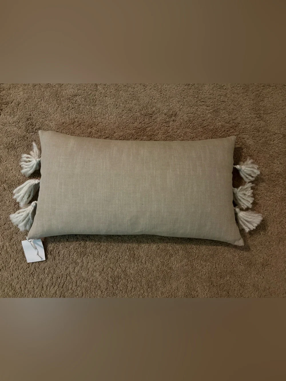 NWT VILA Lumbar Pillow with White Tassel Stripes